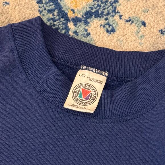 90s Vintage Blank Crewneck Royal Blue Sz L - Picture 4 of 5